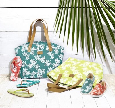 Hawaii tote bag and "Fierce Hawaii Sneakers" for women at right., Courtesy Ugg